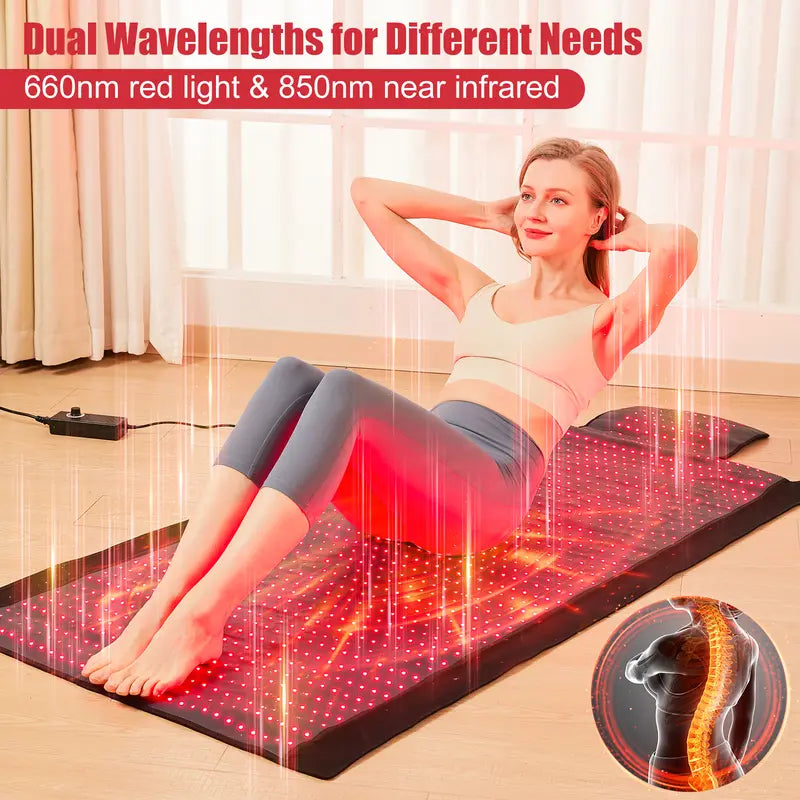 VORTRO Red Light Therapy Mat for Body, 73"x 34" Red and Infrared Light Therapy Blanket with 660nm & 850nm Dual Wavelengths, 2570 LEDs Infrared Light Therapy for Full Body Pain Relief, Improved Sleep