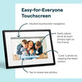 Skylight Digital Picture Frame 2 – 10" Full HD Wi-Fi Touch Screen, 16GB Digital Photo Frame, Load Photos & Videos Directly from Phone, Anti-Glare, Ideal for Personalized Gifting, Black - w/NA Adapter