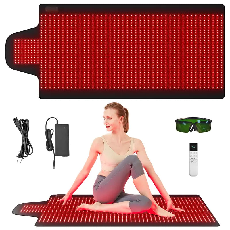VORTRO Red Light Therapy Mat for Body, 73"x 34" Red and Infrared Light Therapy Blanket with 660nm & 850nm Dual Wavelengths, 2570 LEDs Infrared Light Therapy for Full Body Pain Relief, Improved Sleep