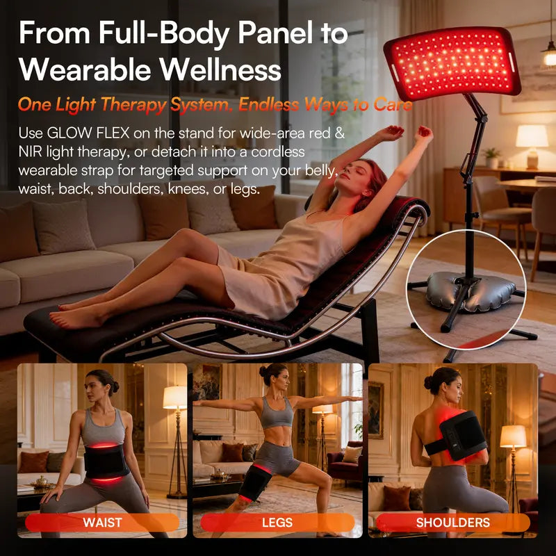 INIA GLOW FLEX 1064nm Deep-NIR Red Light Therapy System, From Full-Body Panel to Wearable Wellness, Cordless Body Strap for Relief, Sleep & Full-Body Glow,Summer Beauty Gift Ideas