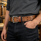 Men's Double-Pin Buckle Leather Belt | SUNPINT