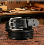 Men's Double-Pin Buckle Leather Belt | SUNPINT