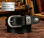 Vintage-style belt made of top-grain cowhide, a versatile and fashionable accessory with a decorative pin buckle